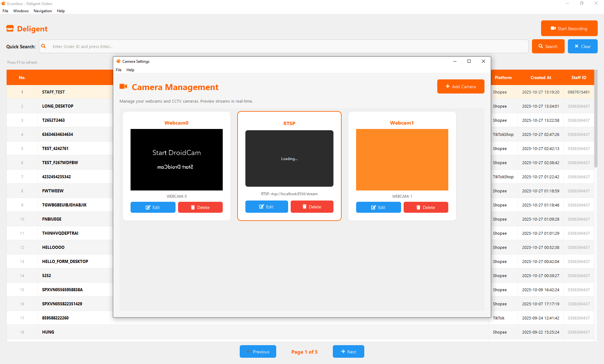 Giao diện Ecombox Desktop với đa luồng camera